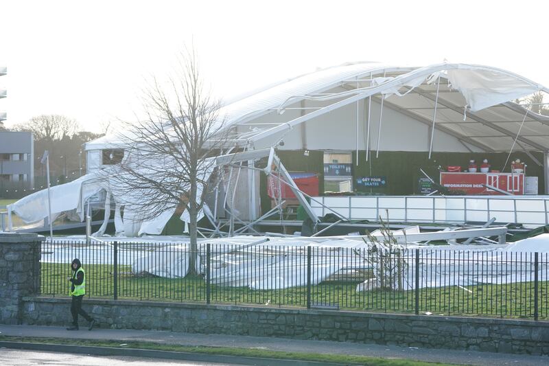 An ice skating rink at Blanchardstown, Dublin, was severely damaged during the storm. Photograph: Brian Lawless/PA