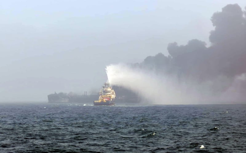 North Sea collision: Lifeboats and a coastguard helicopter were called to the collision in the Humber Estuary just before 10am, believed to involve a US-flagged tanker called the MV Stena Immaculate. Photograph: Bartek Smialek/PA Wire 