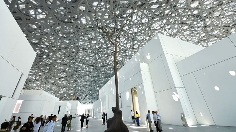 A sculpture by Italian artist Giuseppe Penone at the Louvre Abu Dhabi Museum.  Photograph: Giuseppe Cacace/AFP/Getty Images