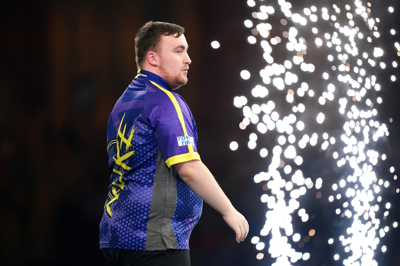 Small pleasures: Luke Littler at the World Darts Championship at Alexandra Palace, London. Photograph: Zac Goodwin/PA Wire.
