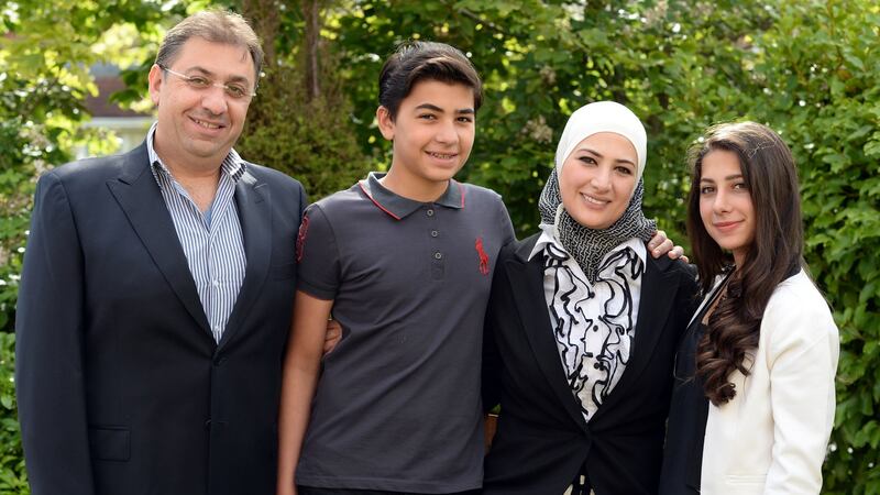 Kamar Naser (far right) with her family; because she has an Irish passport she can access free third level eduation but most Syrian refugees in Ireland must pay international fees. Photograph: Eric Luke