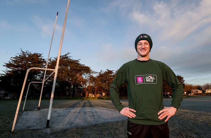 Derry footballer, Brendan Rogers has teamed up with AIB to support the GOAL mile. As part the campaign AIB is offering people who register for the GOAL Mile the chance to win one of the 10 €1,000 prizes for their GAA, camogie, or LGFA club. To win, people need to register for their GOAL Mile and then enter the AIB GAA GOAL Mile competition at  www.aibgaagoalmile2024.com.  Photograph: Dan Sheridan/Inpho