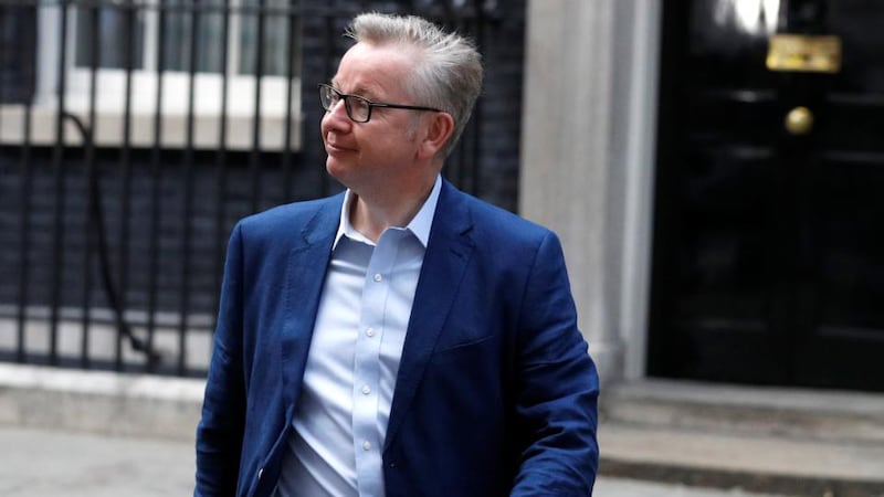 Michael Gove, appointed UK secretary of state for environment, food and rural affairs, leaves Downing Street on Sunday. Photograph: Phil Noble/Reuters