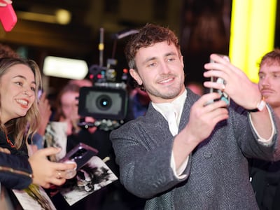 Paul Mescal takes a selfie with a fan on the red carpet on Thursday evening before the Irish premiere of Gladiator II in the Light House Cinema in Smithfield, Dublin. Photograph: Leah Farrell/RollingNews.ie