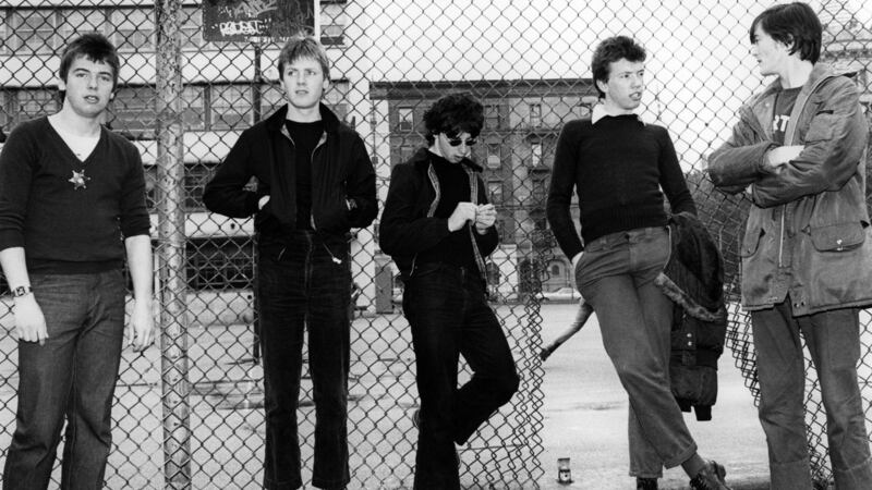 Feargal Sharkey, the Undertones and Billy DOHERTY and Damian O’NEILL; L-R. Damian O’Neill, Billy Doherty, John O’Neill, Michael Bradley, Feargal Sharkey. Photograph: Ebet Roberts/Redferns