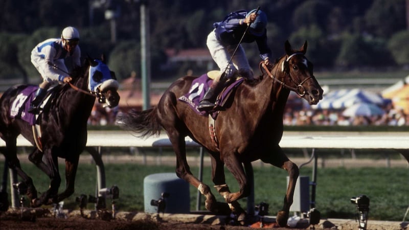 Arcangues on the final stretch of the 1993 Breeders’ Cup Classic. At 133-1, he became the longest-odds horse to win in the history of the race. Photograph: JD Cuban/Getty Images