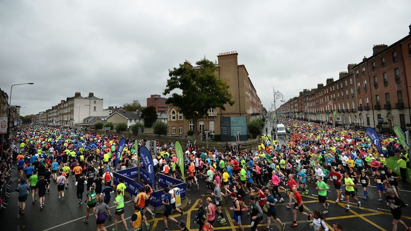 A record 15,300 people, representing all the main genders, signed up for this year’s SSE Airtricity Dublin Marathon. Photograph: Dara Mac Dónaill/The Irish Times