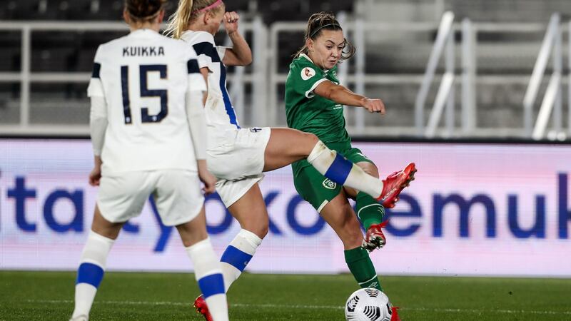 Katie McCabe was a constant threat on the left for Ireland. Photograph: Kalle Parkkinen/Inpho