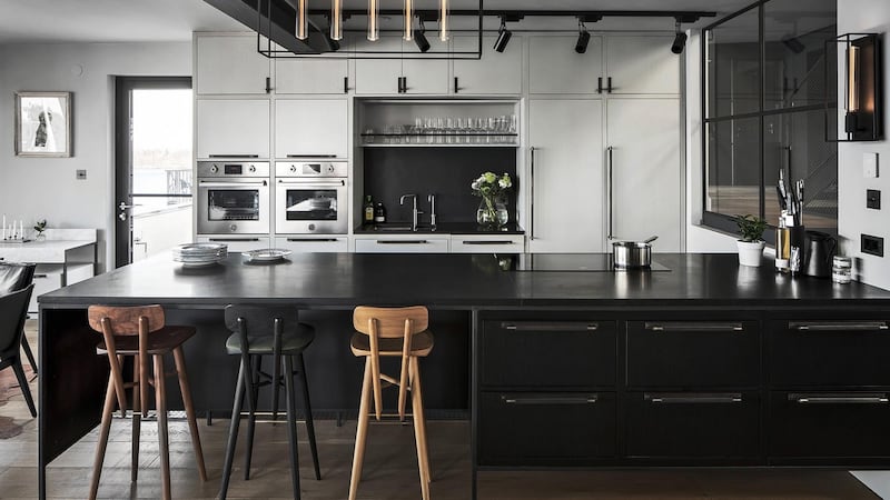 Kitchen featuring lights and handles by Buster + Punch