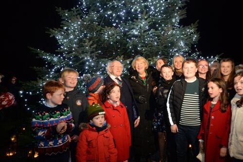 Higgins highlights ‘welcoming of strangers’ at Áras tree-lighting event