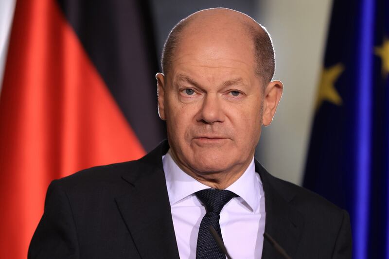 Olaf Scholz, Germany's chancellor, says "the goal is a powerful, state-of-the-art, advanced Bundeswehr that reliably protects us”. Photograph: Krisztian Bocsi/Bloomberg 
