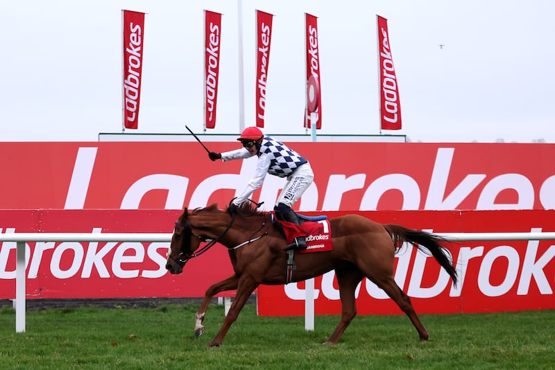 Banbridge ridden by Paul Townend wins the King George VI Chase on King George VI Chase Day at Kempton Park. He has been upped to a career high official rating of 168 by the IHRB handicapper. Photograph: Steven Paston/The Jockey Club/PA Wire