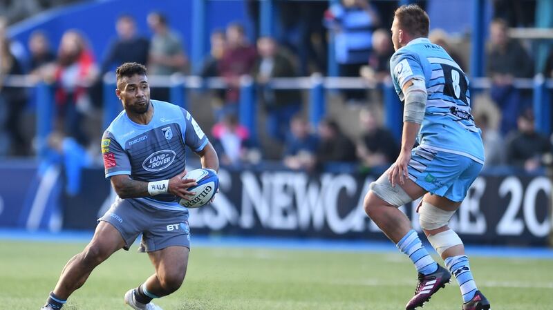 Willis Halaholo of Cardiff Blues goes on a run during their recent loss to Glasgow. Photo: Athena Pictures/Getty Images