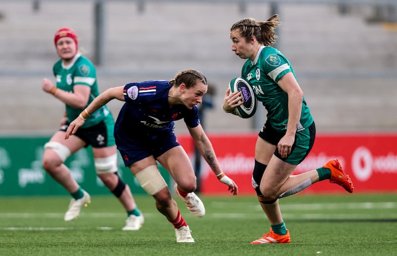 Ireland's Eve Higgins and France's Marine Menager. Photograph: Ben Brady/Inpho