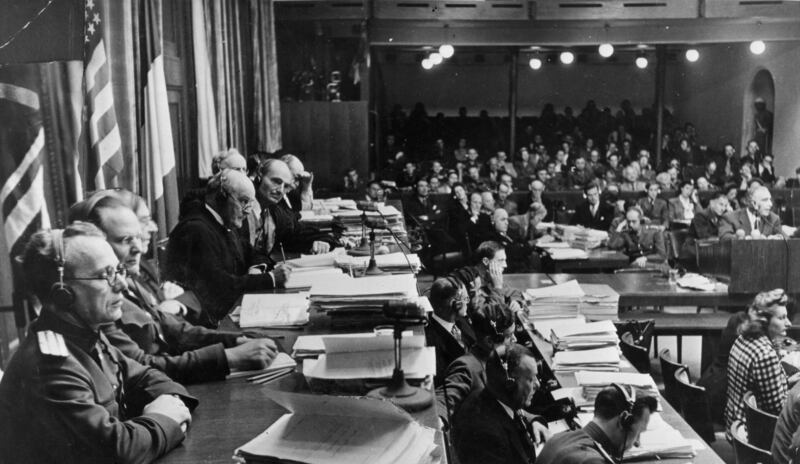 1946: Nuremberg war crimes trials. Photograph: Hulton Archive/Getty