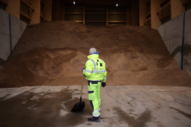 David Donohoe at the North City Operations Depot in Ballymun’s large salt barn, which has a capacity for 1200 tonnes of salt. Photograph: Chris Maddaloni/The Irish Times
