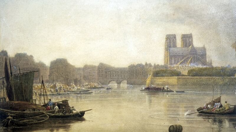 Notre Dame in a 19th-century watercolour by Frederick Nash. Photograph: Universal History Archive/Getty