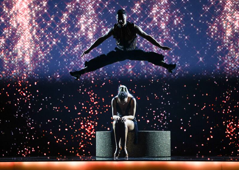 Olympic gold medal gymnast Rhys McClenaghan with his dance partner Laura Nolan during Dancing with the Stars.
Photograph: Kyran O’Brien/kobpix 