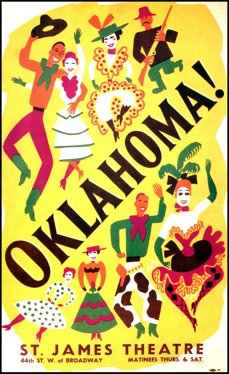 The original 1943 Broadway theatre poster for Oklahoma! Photograph: LMPC via Getty Images