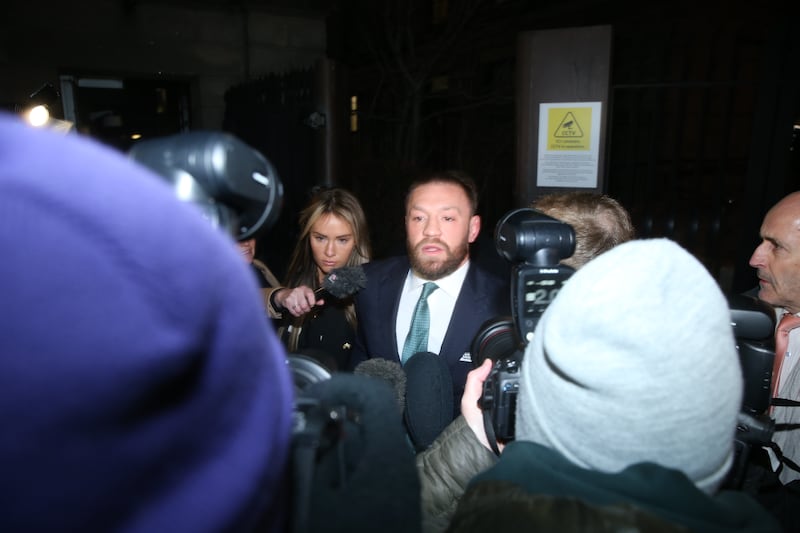 Conor McGregor leaving the High Court last Friday with his partner Dee Devlin. Photograph: Collins Courts