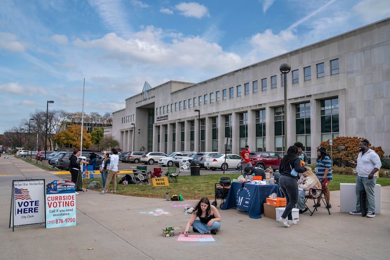 A polling station at Detroit, Michigan. Photograph: Sarah Rice/Getty Images