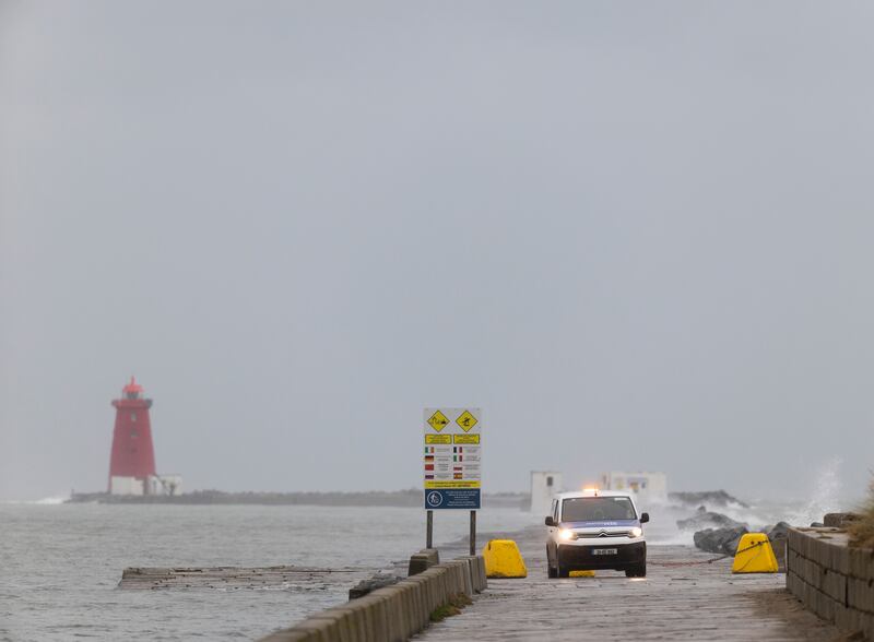 Dublin Port's Great South Wall has been closed due to Tuesday's high wind and waves. Photograph: Sam Boal/Collins Photos