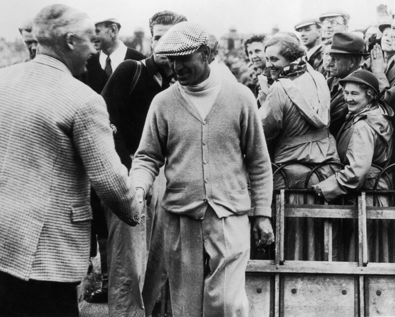 Ben Hogan caps his one and only appearance at the Open by completing his career Grand Slam in 1953. Photograph: Fox Photos/Getty Images