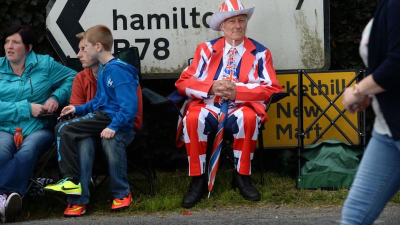 Roy Richardson, from Portadown, dressed up for the Twelfth of July demonstration in Markethill, Co Armagh, on Saturday. Photograph: Dara Mac Dónaill