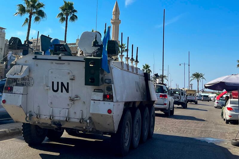 A Unifil convoy drives through the southern Lebanese city of Sidon on November 14th. Photograph: Mahmoud Zayyat/AFP via Getty