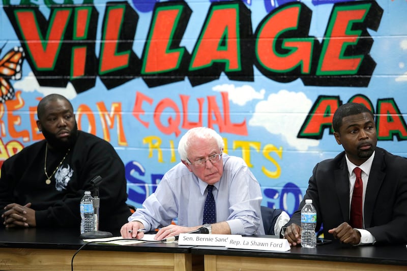 Killer Mike campaigning with Bernie Sanders in 2015. Photograph: Joshua Lott/Getty