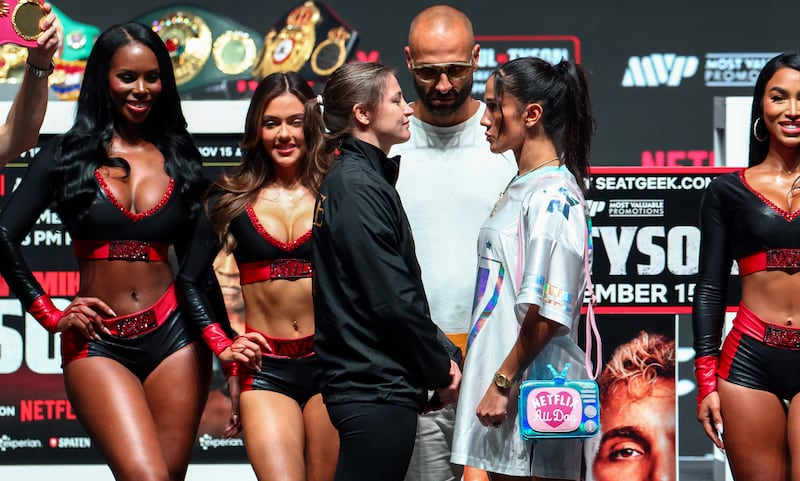 Katie Taylor and Amanda Serrano have shown a cautious respect for each other in the build-up to their clash on Saturday. Photograph: Ed Mulholland/Inpho
                        