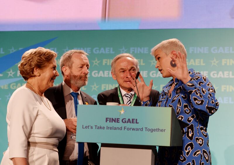 Maria Walsh on stage before Leo Varadkars Speech at the Fine Gael National Conference in Wexford. Photograph: Alan Betson