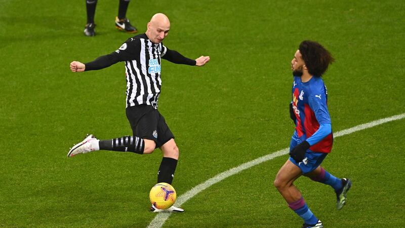 Jonjo Shelvey opens the scoring for Newcastle against Crystal Palace. Photograph: Stu Forster/EPA