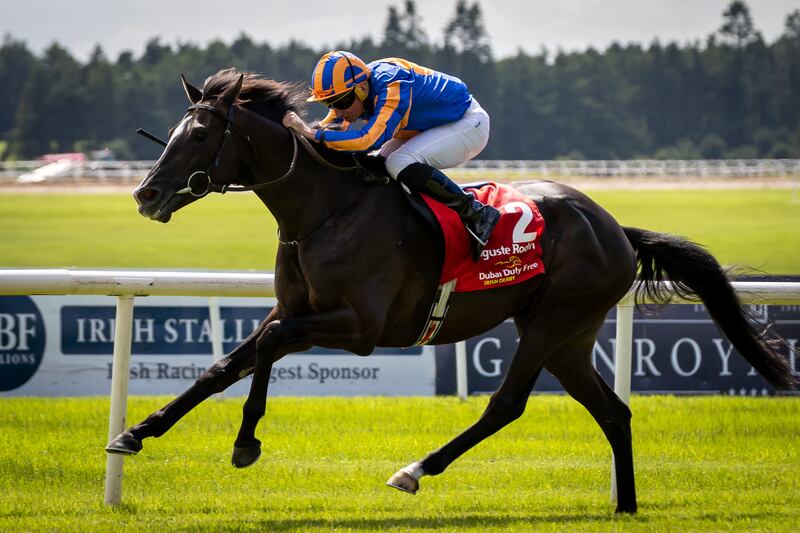 Ryan Moore on Auguste Rodin wins the Irish Derby at the Curragh in July. Photograph: Morgan Treacy/Inpho 