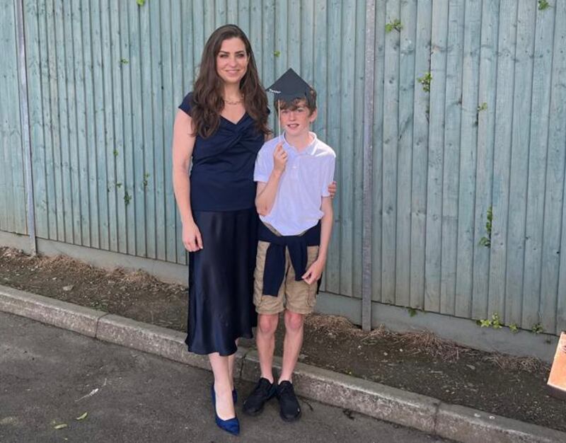 Emma Kitson and son Jasper in Redcross, Co Wicklow. "We can’t be in two places at the same time," she said.