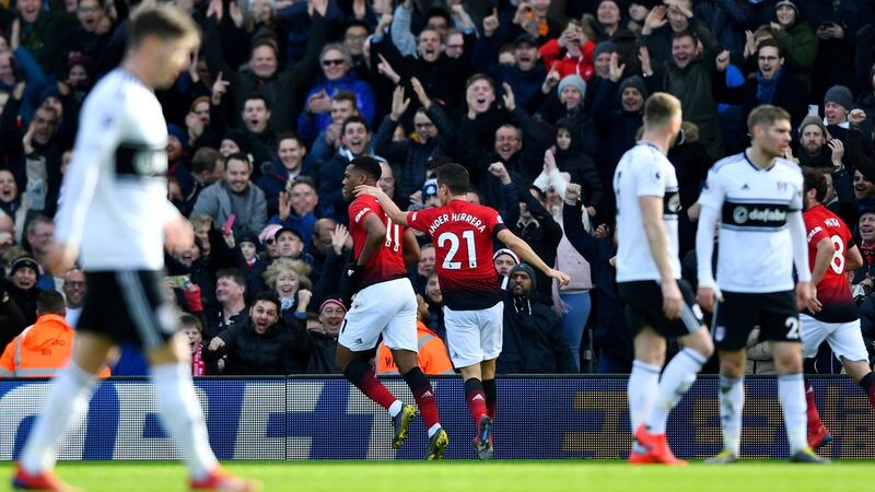 Martial celebrates scoring United’s second goal. Photo: Dylan Martinez/Reuters