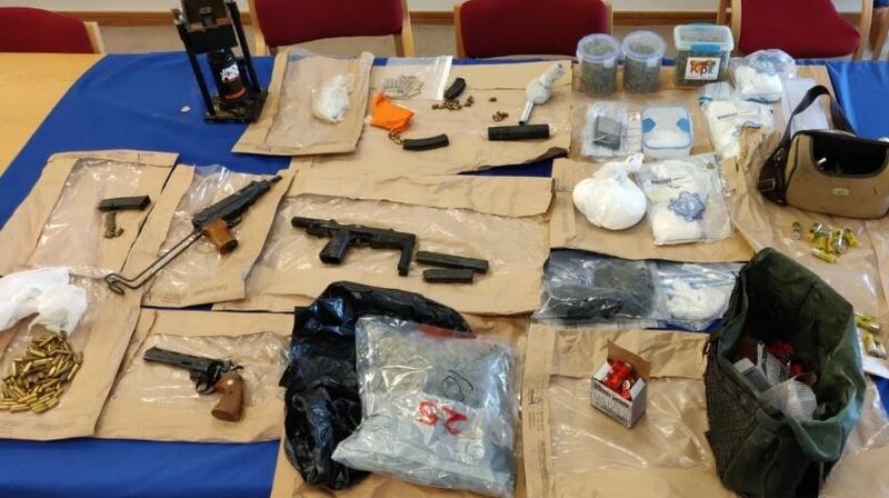 Three guns were found during the operation including a machine pistol, a sub-machine gun and a .357 calibre revolver. Photograph: Garda Press Office handout