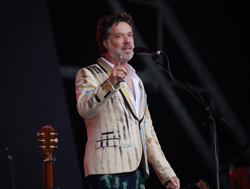 Rufus Wainwright plays on the Pyramid Stage during the Glastonbury Festival at Worthy Farm in Somerset on June 24th, 2022. Photograph: Yui Mok/PA Wire