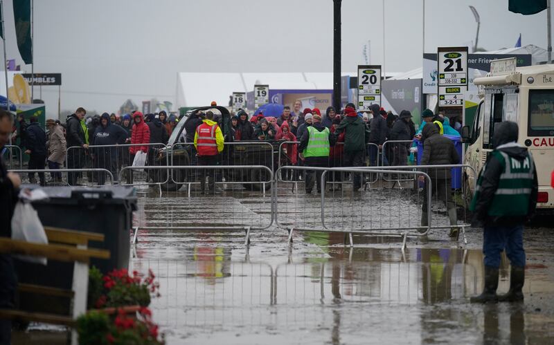 Parts of the exhibition village are closed off due to flooding on day 1 of the National Ploughing Championships at Ratheniska, Co Laois. Picture date: Tuesday September 19, 2023. PA Photo. Photo credit should read: Niall Carson/PA Wire 