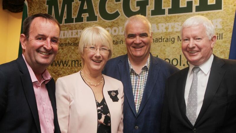 Left to right: Donegal Democrat editor Michael Daly, Fianna Fáil councillor Mary Hanafin, barrister and political commentator Noel Whelan and political strategist Frank Flannery at the MacGill Summer School. Photograph: North West Newspix.