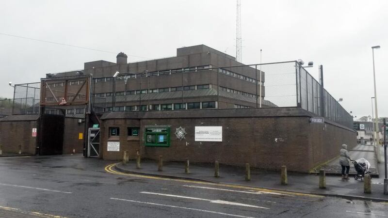 General view of Antrim Police Station, where Sinn Féin president Gerry Adams is being questioned.  Photograph: David Young/PA