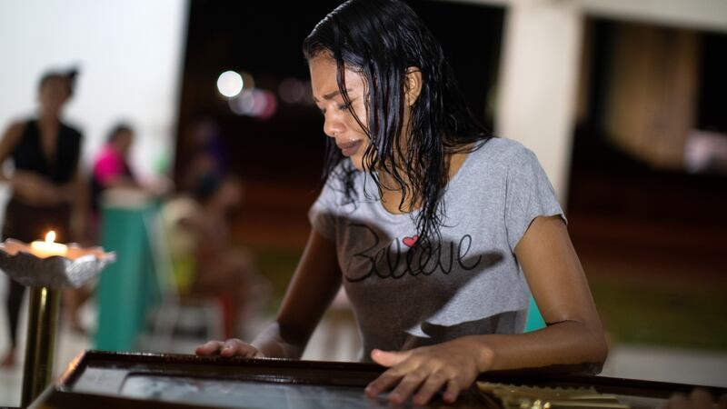 A family wake for Ramon Silva Oliveira (18), who was killed in a police shooting in the Marituba neighbourhood of Belém. Photograph: Tyler Hicks/The New York Times