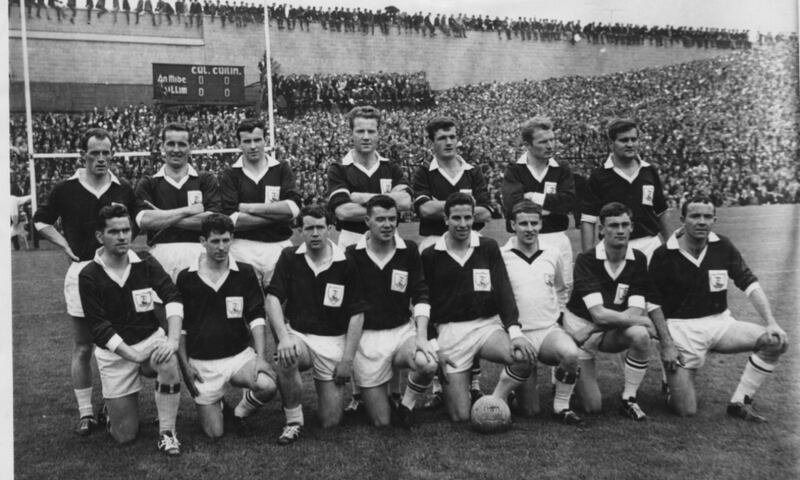 The Galway team that defeated Meath in the 1966 All-Ireland football final to complete the famous three-in-a-row. (Back row from left); Seamus Layden, Noel Tierney, Sean Meade, Mattie McDonagh, Liam Sammon, John Keenan and John McDermott. (Front row from left); Seán Cleary, Colie McDonagh, Cyril Dunne, Martin Newell, Enda Colleran (capt), Johnny Geraghty, Jimmy Duggan and Pat Donnellan.