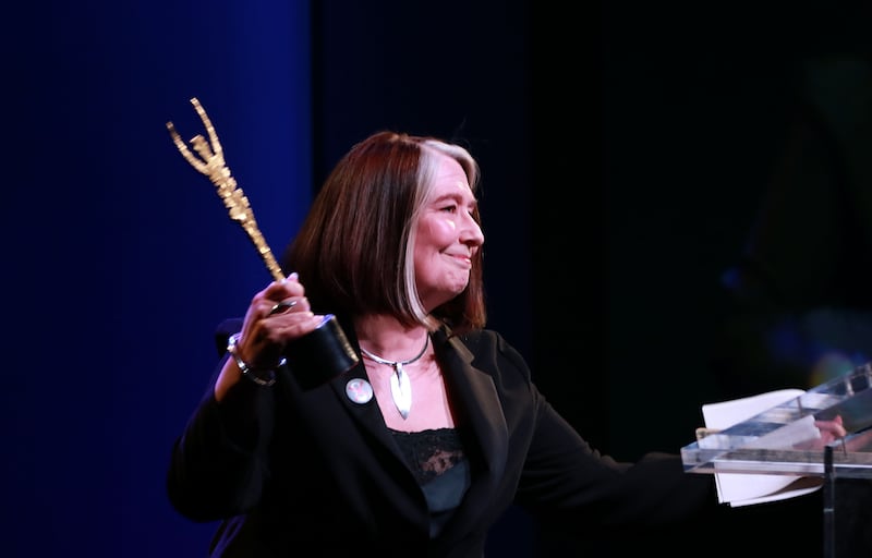 Eleanor Methven receiving the Special Tribute Award for 2017 at the Irish Times Theatre Awards. Photograph Nick Bradshaw