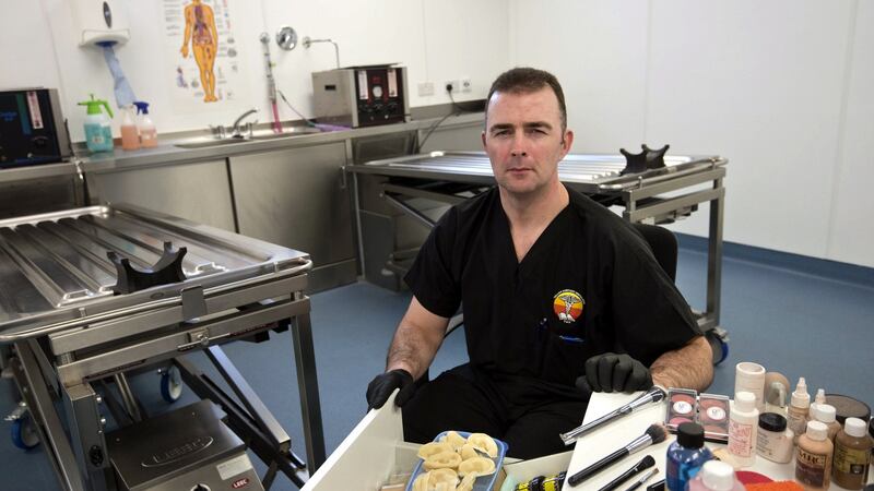 Embalmer Glyn Tallon in the Embalming Theatre at Tallon Mortuary and Embalming Theatre,Navan, Co Meath. Photograph: Brenda Fitzsimons