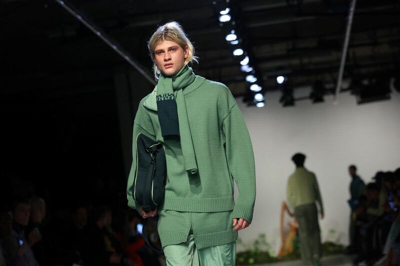 Robyn Lynch's 2023 autumn-winter fashion show collection at London Fashion Week on Saturday evening. Photograph: Isabel Infantes/AFP/Getty Images