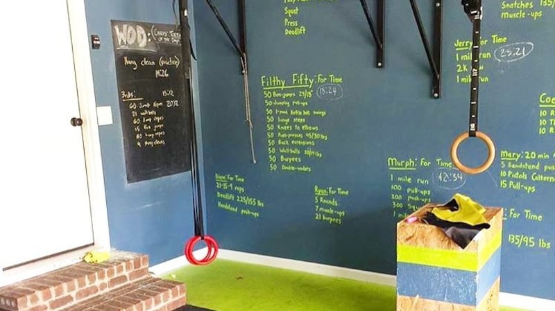 Follow Dexter Fit Dad’s workout which he has painted onto his garage wall.