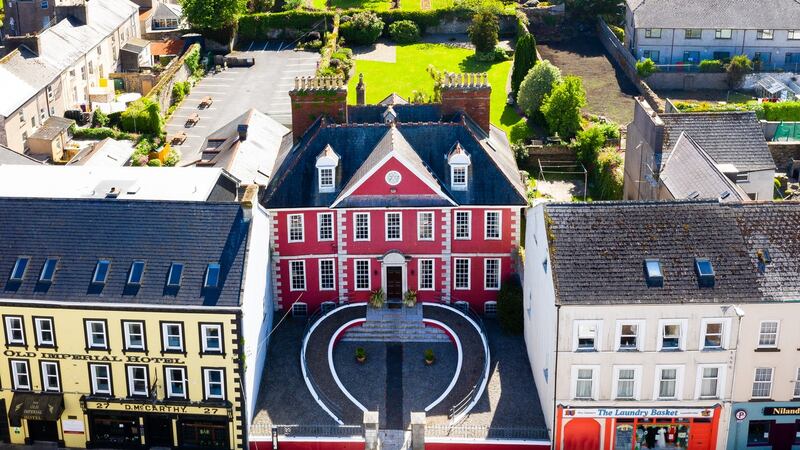 Aerial view of the house and surrounding area