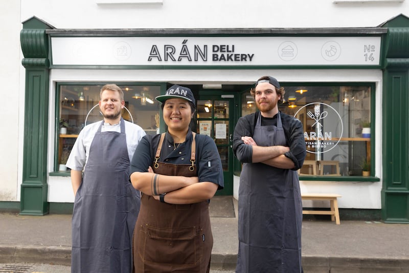 Arán owners Bart Pawlukojć and Nicole Server-Pawlukojć, and head baker Calum Johnstown. Photograph: Patrick Browne