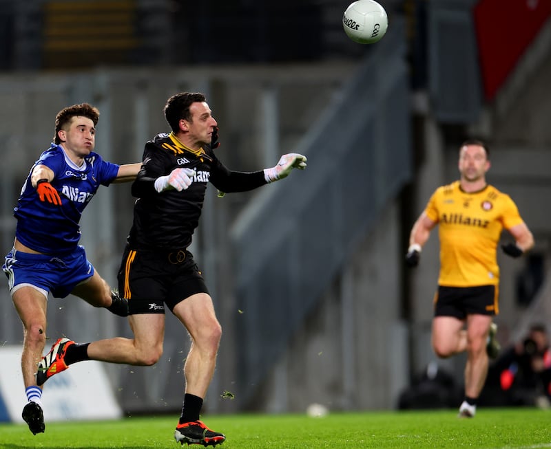 Munster’s Chris Óg Jones and Niall Morgan of Ulster. Photograph: James Crombie/Inpho